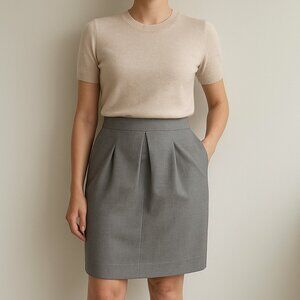 Giambattista Valli Gray‎ Pleated Wrap Style Cotton Mini Skirt